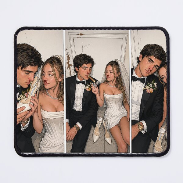Item preview, Montage of Jacob Elordi and Sydney Sweeney, Nathaniel and Cassie's wedding (fan art) designed and sold by PopCultureAndStuff.