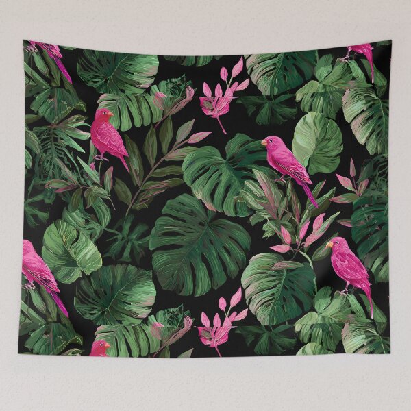 Item preview, Tropical Pink Birds Jungle Paradise Art Design designed and sold by ART ATTACK ZONE.