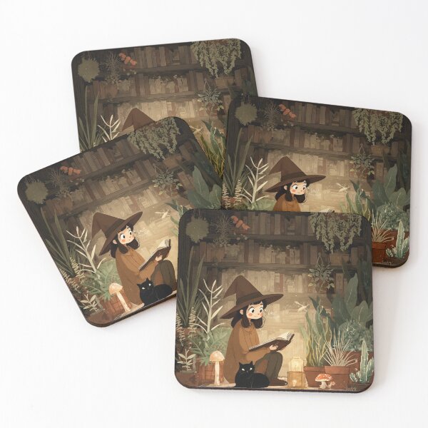 Item preview, Cozy Witch Reading Books — Cottagecore Magic Bookworm Art designed and sold by HugoYuli.