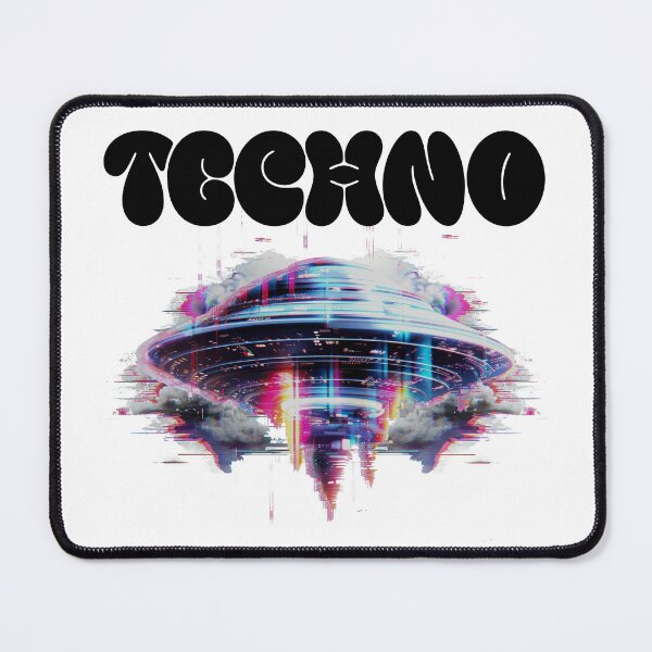Item preview, TECHNO - Ufo Tech Glitch (Black) designed and sold by Discothreadz.