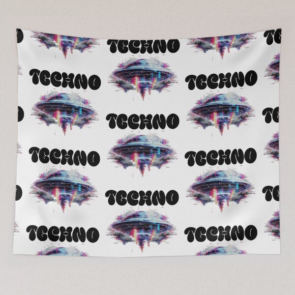 Item preview, TECHNO  -  Ufo Tech Glitch (Black) designed and sold by Discothreadz.