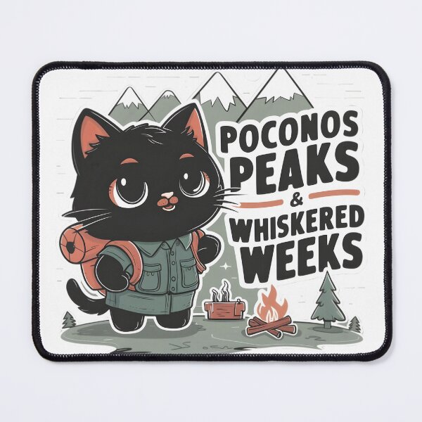 Item preview, Poconos Peaks & Whiskered Weeks Cat – Cute Camping Cat, Pocono Mountains Travel Design, Hiking Cat Lover Gift designed and sold by chrstnslts.