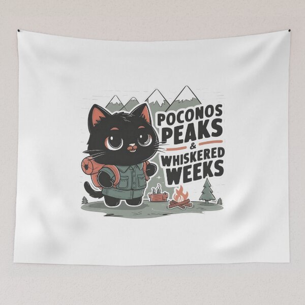 Item preview, Poconos Peaks & Whiskered Weeks Cat – Cute Camping Cat, Pocono Mountains Travel Design, Hiking Cat Lover Gift designed and sold by chrstnslts.