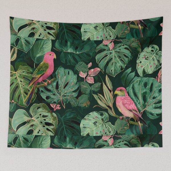 Item preview, Nature Tropical Pink Birds Jungle Paradise Art Design designed and sold by ART ATTACK ZONE.