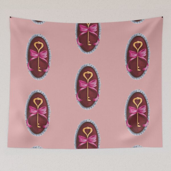 Item preview, Cottage Core Key on Red Velvet with Pink Bow designed and sold by ArtistEmFae.