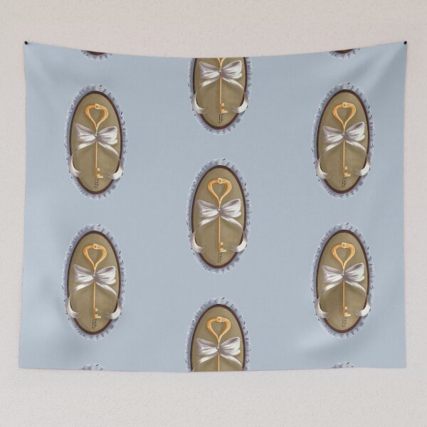 Item preview, Cottage Core Key on Vintage Velvet with Cream Bow designed and sold by ArtistEmFae.