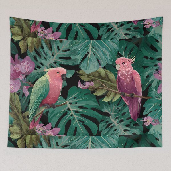 Item preview, Parrot Tropical Pink Birds Jungle Paradise Art Design designed and sold by ART ATTACK ZONE.