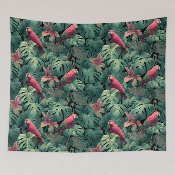 Item preview, Pattern Tropical Pink Birds Jungle Paradise Art Design designed and sold by ART ATTACK ZONE.
