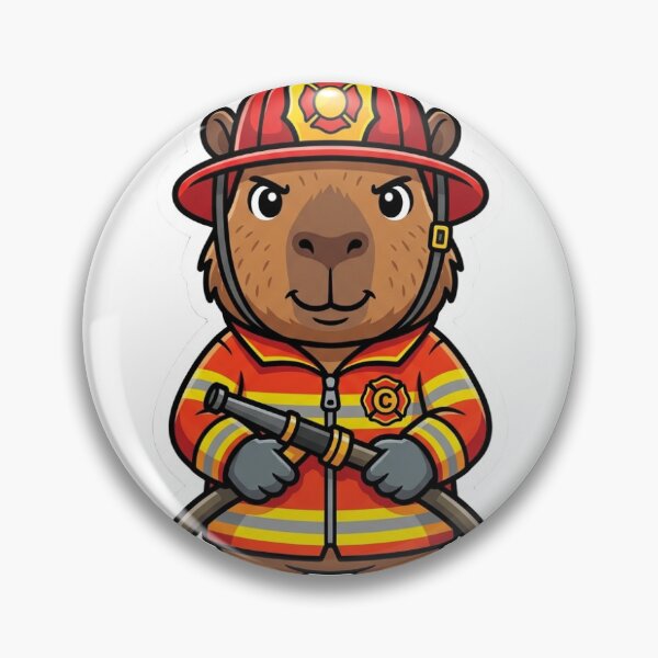 Item preview, Brave Firefighter Capybara with Water Hose designed and sold by LambeLab.