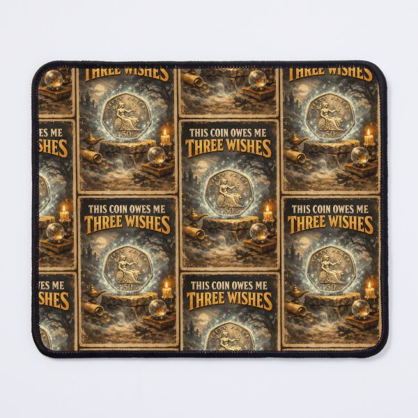 Item preview, This Coin Owes Me Three Wishes Fantasy Vintage Poster Wall Art designed and sold by TeeTimeTreasure.