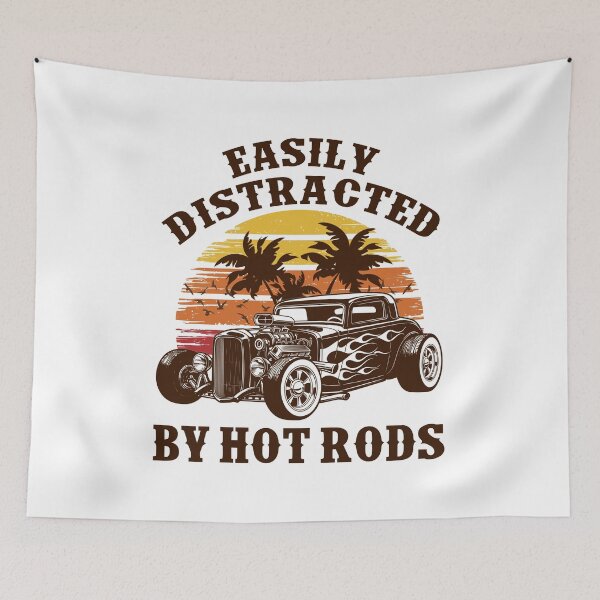 Item preview, Easily Distracted By Hot Rods Vintage 70s Retro Sunset designed and sold by Dmetalx Art Apparel.