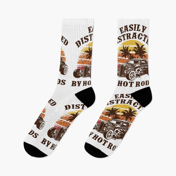 Item preview, Easily Distracted By Hot Rods Vintage 70s Retro Sunset designed and sold by Dmetalx Art Apparel.