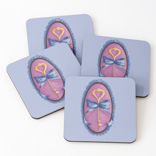 Item preview, Cottage Core Key on Pink Velvet with Blue Bow designed and sold by ArtistEmFae.