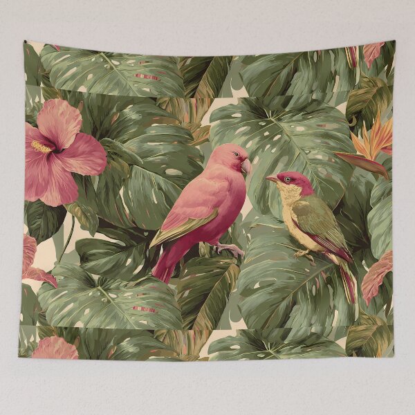 Item preview, Wild Tropical Pink Birds Jungle Paradise Art Design designed and sold by ART ATTACK ZONE.