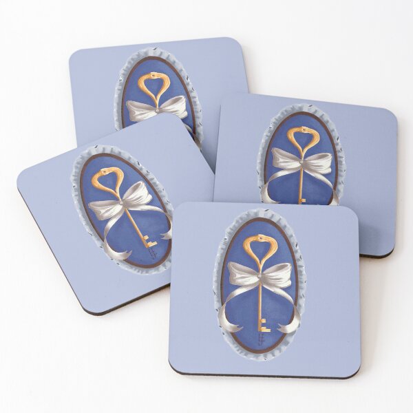 Item preview, Cottage Core Key on Blue Velvet with Cream Bow designed and sold by ArtistEmFae.