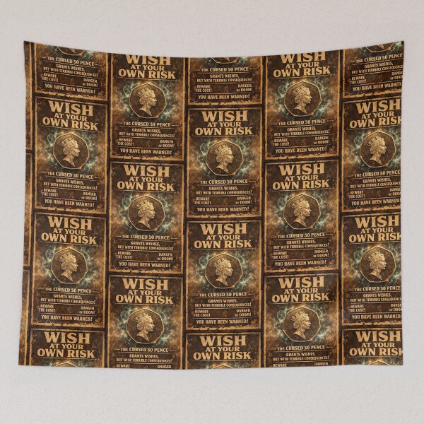 Item preview, Wish At Your Own Risk Cursed Coin Vintage Fantasy Poster designed and sold by TeeTimeTreasure.