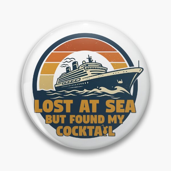 Item preview, Lost at Sea but Found My Cocktail – Funny Cruise Sticker Retro Style designed and sold by HungarianSailor.
