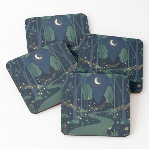 Item preview, Enchanted Forest at Night with Fireflies – Magical Moonlight Nature Aesthetic designed and sold by soletstudio.