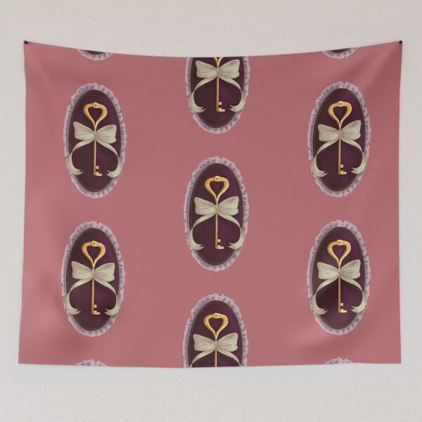 Item preview, Cottage Core Key on Crimson Velvet with Cream Bow designed and sold by ArtistEmFae.