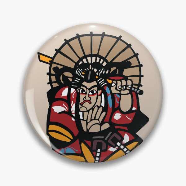 Item preview, Fierce Kabuki Style Japanese Warrior Bold Graphic Art designed and sold by RamyGallery.