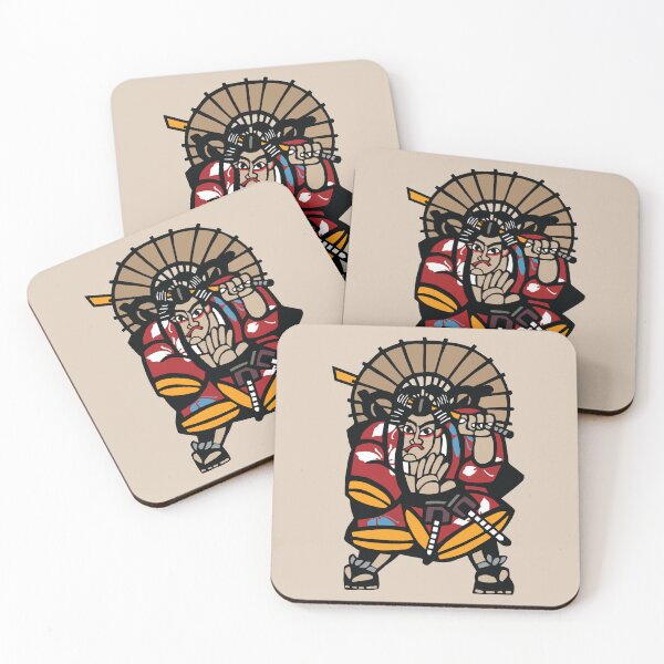 Item preview, Fierce Kabuki Style Japanese Warrior Bold Graphic Art designed and sold by RamyGallery.