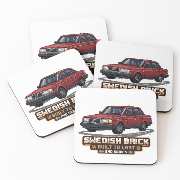Item preview, 240 Sedan Swedish Brick Built To Last Retro Pixel Art designed and sold by Off-Road-Zone.