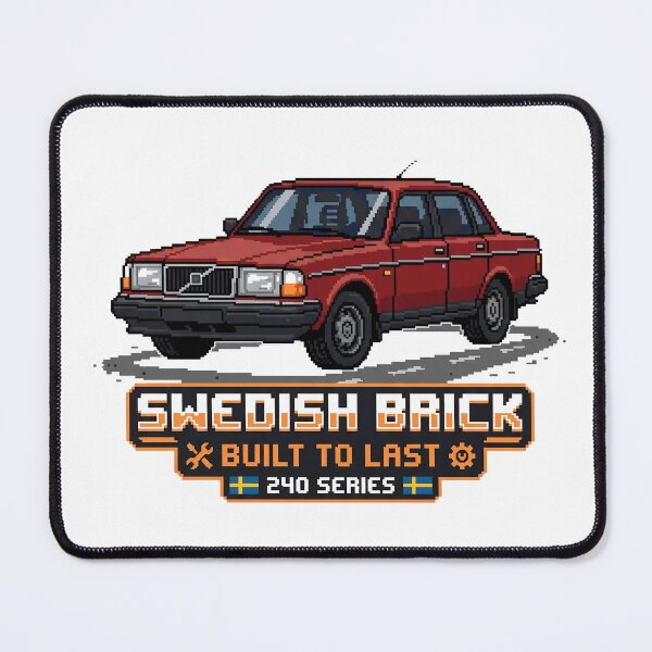 Item preview, 240 Sedan Swedish Brick Built To Last Retro Pixel Art designed and sold by Off-Road-Zone.