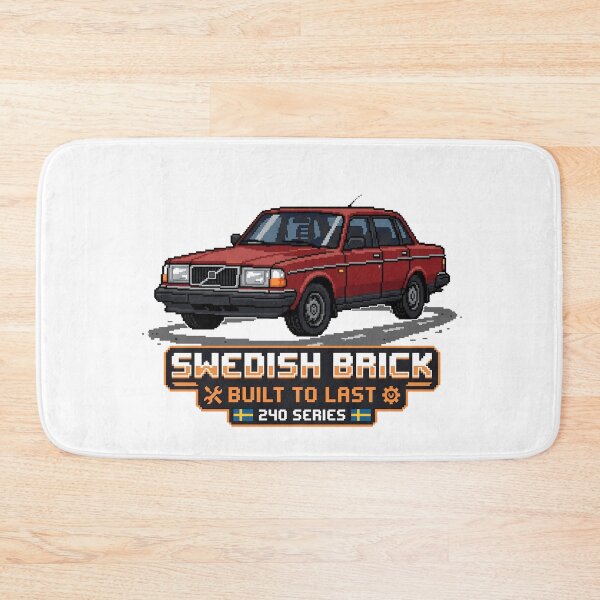 Item preview, 240 Sedan Swedish Brick Built To Last Retro Pixel Art designed and sold by Off-Road-Zone.