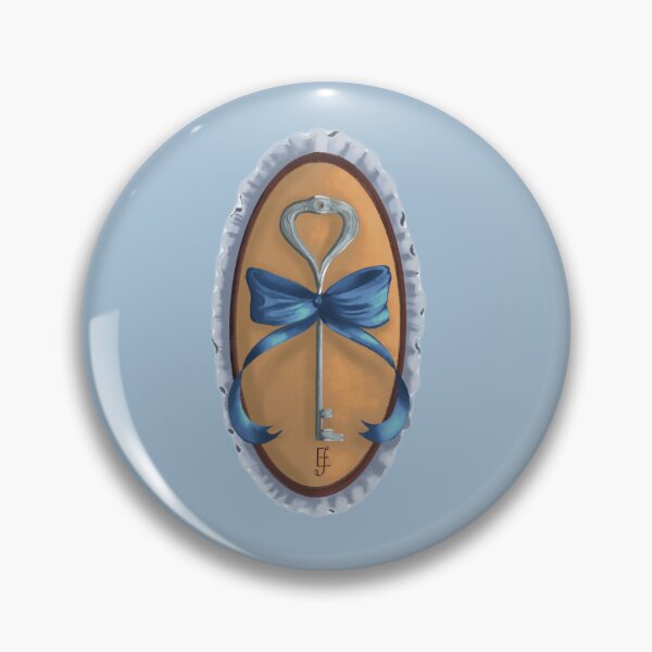 Item preview, Cottage Core Key on Yellow Velvet with Blue Bow designed and sold by ArtistEmFae.