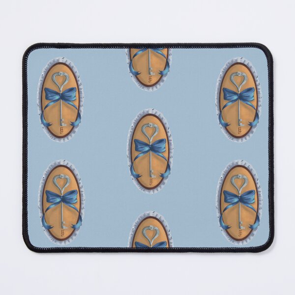 Item preview, Cottage Core Key on Yellow Velvet with Blue Bow designed and sold by ArtistEmFae.
