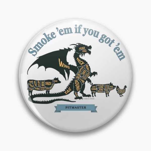 Item preview, Smoke 'em if you got 'em BBQ Pitmaster meat cut dragon diagram designed and sold by RichDesignPro.