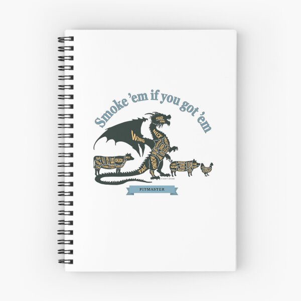 Item preview, Smoke 'em if you got 'em BBQ Pitmaster meat cut dragon diagram designed and sold by RichDesignPro.