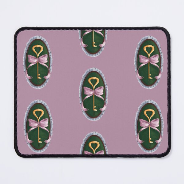 Item preview, Cottage Core Key on Forest Green Velvet with Pink Bow designed and sold by ArtistEmFae.