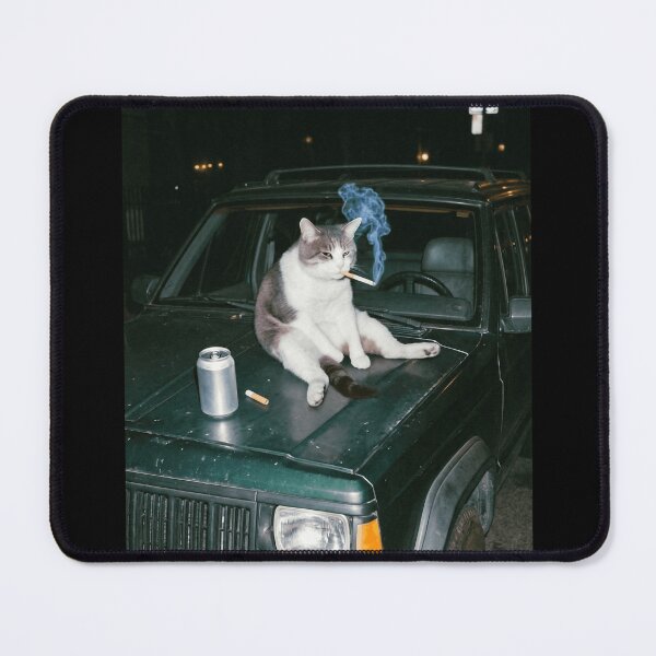 Item preview, Cat Smoking on Cherokee XJ Hood Funny Off-Road Meme Design designed and sold by Off-Road-Zone.