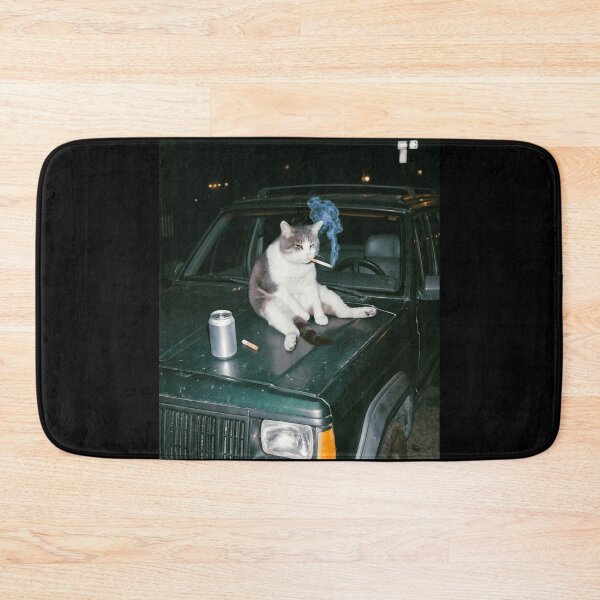 Item preview, Cat Smoking on Cherokee XJ Hood Funny Off-Road Meme Design designed and sold by Off-Road-Zone.