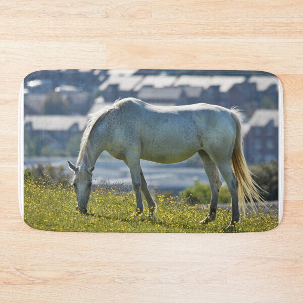 Item preview, White Horse Grazing Buttercup Field Wales UK designed and sold by Shanguai.