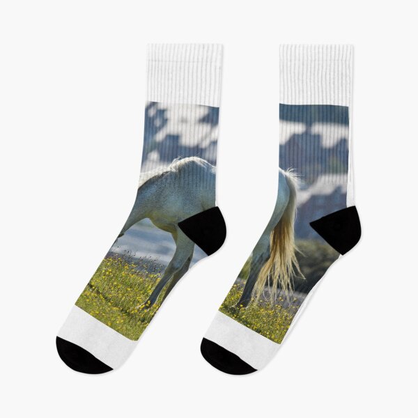 Item preview, White Horse Grazing Buttercup Field Wales UK designed and sold by Shanguai.