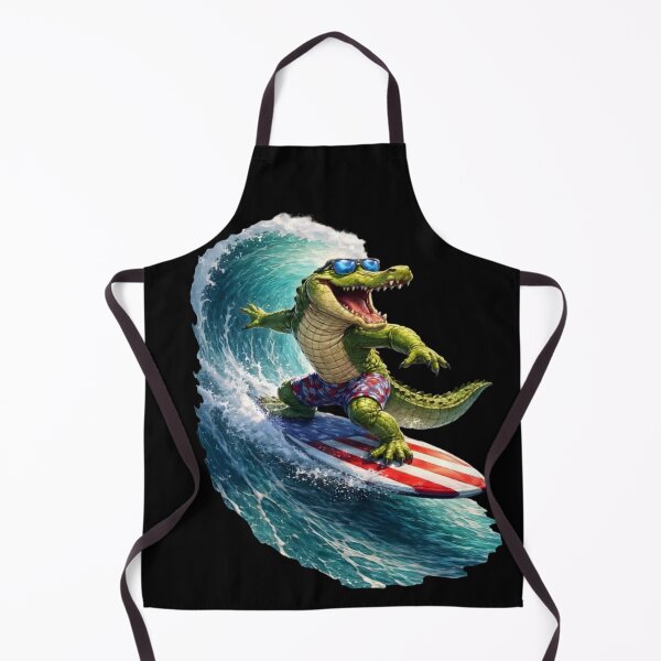 Item preview, Cool Surfing Alligator American Flag Wave designed and sold by FREENATION2026.