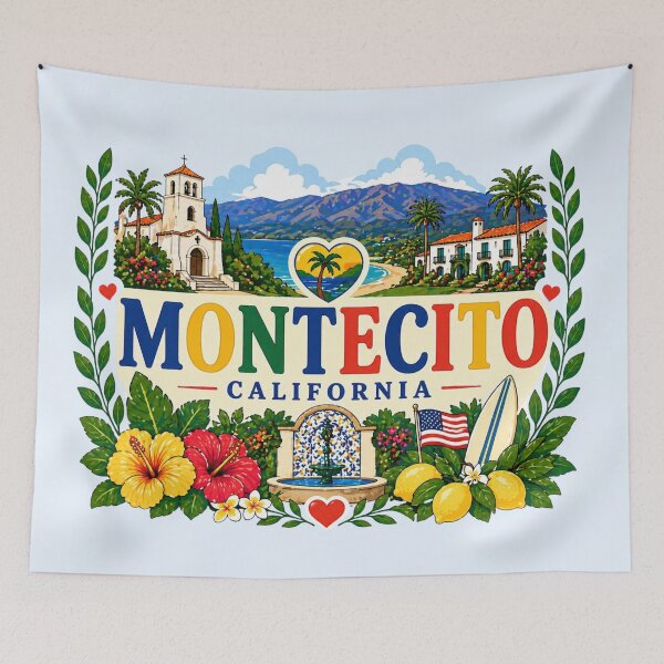 Item preview, Montecito, California - Coastal Mediterranean Style Illustration designed and sold by Myra365Art.