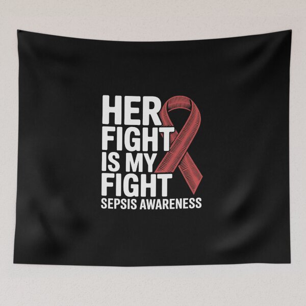 Item preview, Her Fight Is My Fight Red Black Ribbon Sepsis Awareness designed and sold by BlassmausArt.