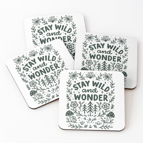 Item preview, Stay Wild and Wonder Boho Nature Quote Design | Floral Mushroom Forest Line Art | Cottagecore Aesthetic designed and sold by SecretRiver.