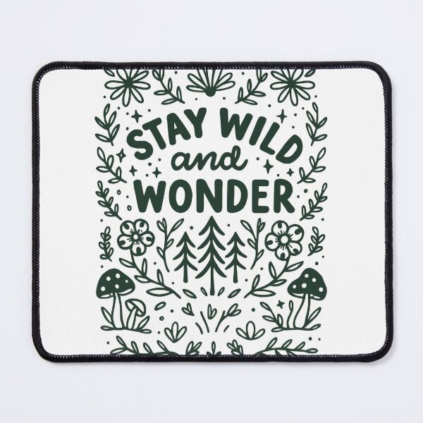 Item preview, Stay Wild and Wonder Boho Nature Quote Design | Floral Mushroom Forest Line Art | Cottagecore Aesthetic designed and sold by SecretRiver.