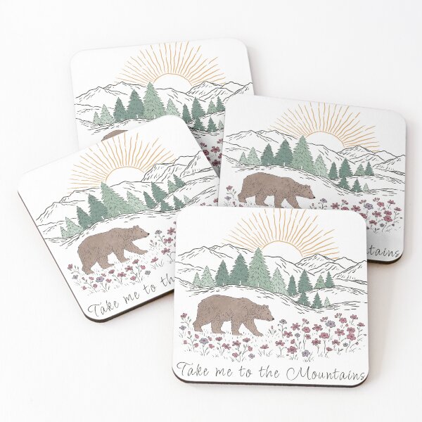 Item preview, Take Me to the Mountains Bear Line Art – Nature Hiking Adventure Wildflower Mountain Design designed and sold by SecretRiver.
