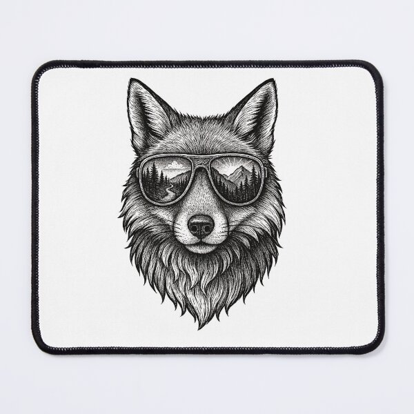 Item preview, Aesthetic Fox in Sunglasses Mountain Reflection – Trendy Minimalist Animal Line Art designed and sold by SecretRiver.