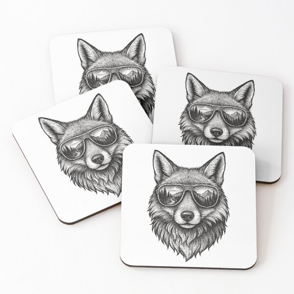 Item preview, Aesthetic Fox in Sunglasses Mountain Reflection – Trendy Minimalist Animal Line Art designed and sold by SecretRiver.