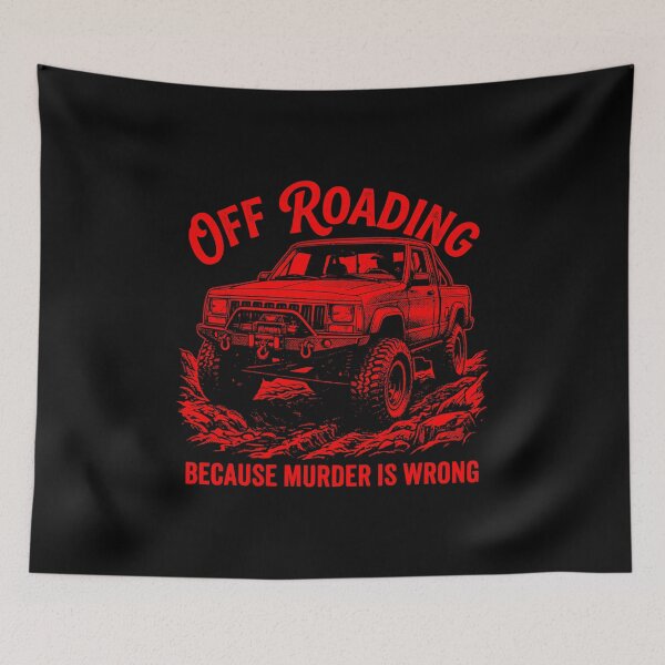 Item preview, Comanche MJ Off-Roading Murder Is Wrong Funny Sarcastic 4x4 Truck Red designed and sold by Off-Road-Zone.