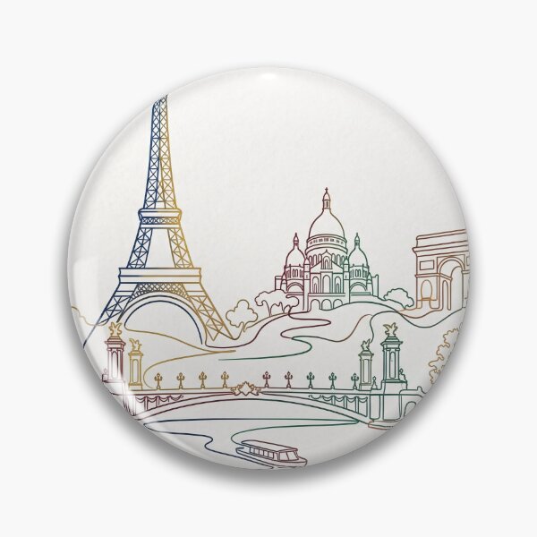 Item preview, Paris Skyline Rainbow Line Art Travel Sketch designed and sold by PixorStudio.