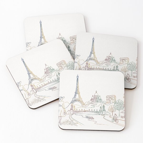 Item preview, Paris Skyline Rainbow Line Art Travel Sketch designed and sold by PixorStudio.