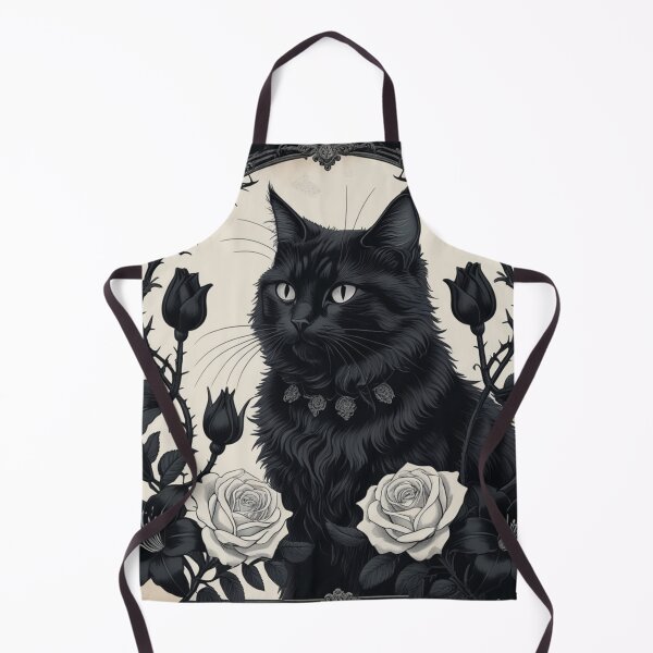 Item preview, Longhair Black Cat with Gothic Roses – Midnight Ornamental Cat Series designed and sold by LEO'S CREATURE　れおずくりーちゃー.