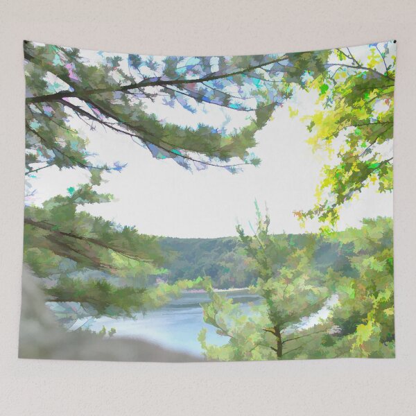 Item preview, Wisconsin Landscape Lake Through The Trees designed and sold by bloomingvine.